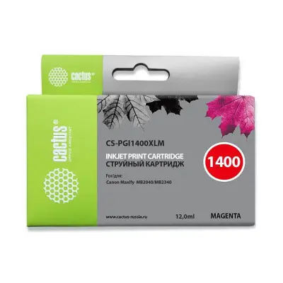 -/ Картридж струйный Cactus CS-PGI1400XLM пурпурный (12мл) для Canon MB2050/MB2350/MB2040/MB2340