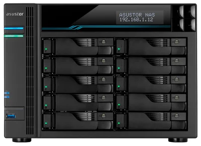 сетевое хранилище ASUSTOR AS7110T 10-Bay NAS/Media player/Intel Xeon E-2224  3.4GHz up to 4.6GHz(Quad-Core), 8GB SO-DIMM DDR4, noHDD(HDD,SSD),/10x1GbE+3x2,5Gbe(LAN)/3xUSB3.2,HDMI/M.2/4ip camera license