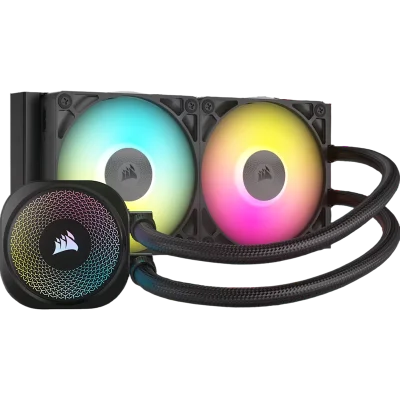 Система жидкостного охлаждения/ Water Cooling System Corsair iCUE LINK TITAN 240 RX RGB (240mm, Black, RGB/ Fans: 2x120mm, 73.5CFM, 36dBA, 2100RPM/ S: 1851, 1700, AM5, AM4)