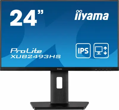 LCD IIYAMA 23.8" XUB2493HS-B5 черный {IPS 1920x1080 75Hz 4ms 178/178 250cd 1000:1 8bit(6bit+FRC) 2x2W Pivot VESA}