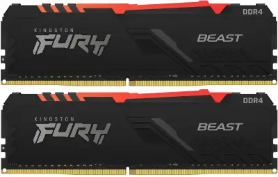 Память DDR4 2x16GB 3600MHz Kingston KF436C18BB2AK2/32 Fury Beast RGB RTL Gaming PC4-28800 CL18 DIMM 288-pin 1.35В dual rank с радиатором Ret