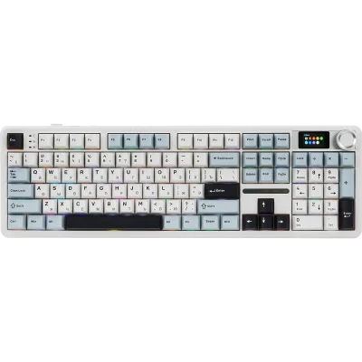 Игровая клавиатура/ Беспроводная механическая клавиатура AULA F108 Pro Бело-голубо-тёмно-пурпурный зеленые Reaper свитчи (Bluetooth, 2.4 Гц)