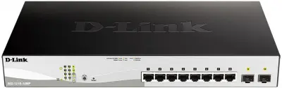 Коммутатор D-Link DGS-1210-10MP/FL (L2) 8x1Гбит/с 2SFP 8PoE+ 130W управляемый