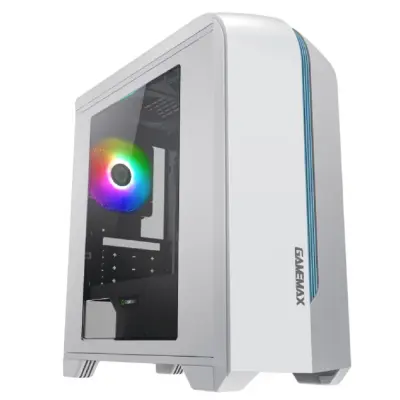 GameMax Корпус Centauri White-Blue без БП(ATX,Бело-голуб,USB3.0, Зак.стек.,1*120мм. RGB, пыл.фильтр)