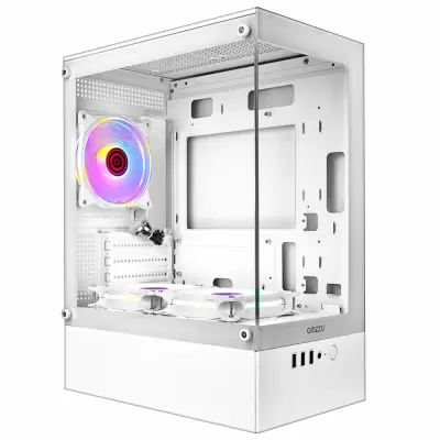 Ginzzu CL485 mATX FAN 3*12LD4 передняя панель Стекло Белый