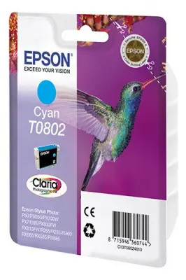 Картридж струйный Epson T0802 C13T08024011 голубой (885стр.) (7.4мл) для Epson P50/PX660