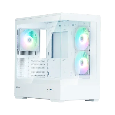 корпус ZALMAN P30 V2, MATX, WHITE, WINDOW, 2x3.5", 3x2.5", 1xUSB TYPE-C, 1xUSB3.0, SIDE 2x120mm ARGB, REAR 1x120mm ARGB, VGA support