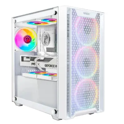 Ginzzu CL660 mATX FAN 4*12FRGB  передняя панель Решетка Белый
