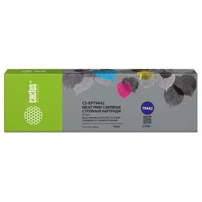 -/ Картридж струйный Cactus CS-EPT9442 T9442 голубой (45мл) для Epson WorkForce WF-C5290DW/WF-C5790DW