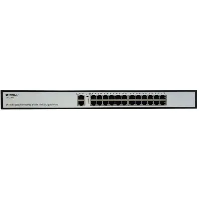 Коммутатор/ Неуправляемый PoE-коммутатор, 24x100Base-TX PoE, 2x1000Base-T, PoE-бюджет 285 Вт, PoE до 250 м, комплект для установки в 19" стойку