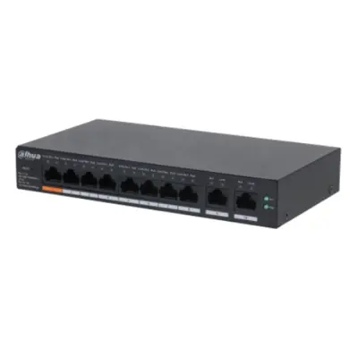 DAHUA DH-CS4010-8GT-60 8-портовый PoE коммутатор управляемый   L2, 8xRJ45 1Gb PoE, 2xRJ45 1Gb (uplink), суммарно 60Вт, коммутация 20 Гбит/с, MAC-таблица 8K, металл