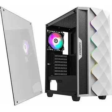 GameMax White Diamond MFG.A361 Корпус (ATX,Бел., USB3.0, Зак.стекло,1*120мм вент+контроллер, без БП)