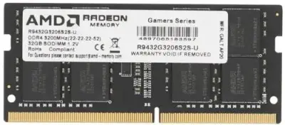 Память DDR4 32Gb 3200MHz AMD R9432G3206S2S-U R9 RTL PC4-25600 CL22 SO-DIMM 260-pin 1.2В Ret