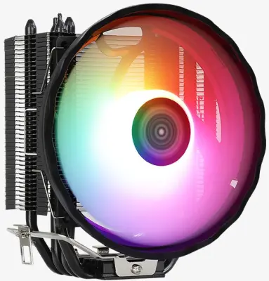 Устройство охлаждения(кулер) Aerocool Rave 4 ARGB Soc-AM5/AM4/1151/1200/1700 черный/белый 4-pin 18-27dB Al+Cu 130W 570gr Ret (RAVE 4 ARGB PWM 4P)