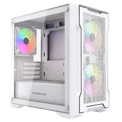 Powercase Mistral Micro X3W ARGB, Tempered Glass, 3x 120mm ARGB PWM Fan, белый, mATX  (CMMXW-A3)