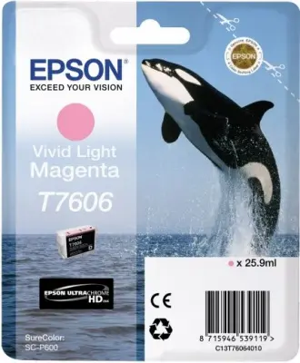 Картридж струйный Epson T7606 C13T76064010 светло-пурпурный (2800стр.) (25.9мл) для Epson SureColor SC-P600