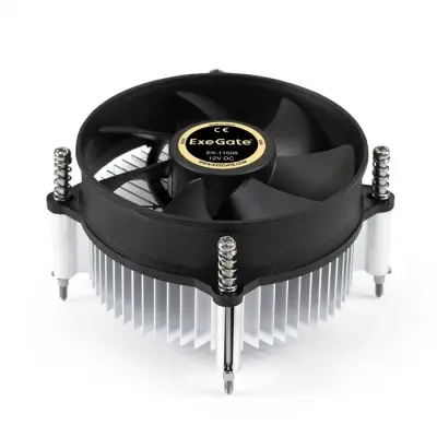 Exegate EX286138RUS Кулер ExeGate EK-11508 (Al, LGA1150/1151/1155/1156/1200, TDP 75W, Fan 90mm, 2200RPM, Hydro bearing, 3pin, 22db, 285г, с термопастой, на винтах, Retail color box)