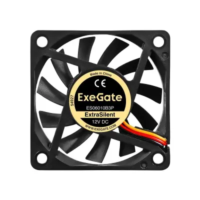 Exegate EX297026RUS Вентилятор 12В DC ExeGate ExtraSilent ES06010B3P (60x60x10 мм, 2-Ball (двойной шарикоподшипник), 3pin, 2000RPM, 16dBA)
