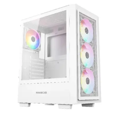 Powercase Mistral AY4W ARGB, Tempered Glass, 4x 120mm ARGB Fans, белый, ATX  (CMAYW-A4)