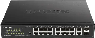 Коммутатор D-Link DES-1018MPV2/A 16x100Мбит/с 2x1Гбит/с 2xКомбо(1000BASE-T/SFP) 16PoE+ 247W неуправляемый