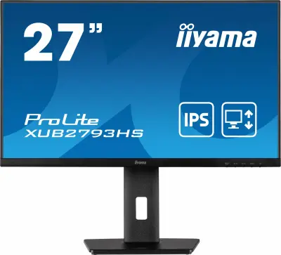 LCD Iiyama 27" XUB2793HS-B5 {IPS 1920x1080 76hz 4ms 178/178 300cd 1000:1 8bit(6bit+FRC) HDMI2.0 DisplayPort1.2 Pivot 2x2W VESA}