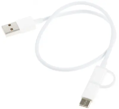 Кабель Xiaomi Mi 2-in-1 SJV4083TY USB (m)-USB Type-C (m)/micro USB (m) 0.3м белый