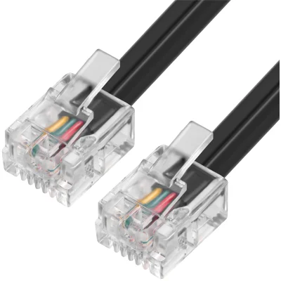 GCR Телефонный шнур удлинитель для аппарата 7.5m 6P4C (джек 6p4c - jack 6p4c), медь, черный