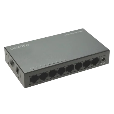 Коммутатор неуправляемый/ OSNOVO Неуправляемый коммутатор Fast Ethernet на 8 портов. Порты: 8 x FE (10/100Base-TX). Auto MDI/MDIX Встроенная грозозащита 2кВ. В комплекте БП DC12V(1A). Размеры (ШхВхГ): 138 x 25 x 78мм. Рабочая температура: 0...+40 гр. С.