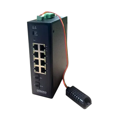 Коммутатор SW-80802-IM(port 90W,360W) Промышленный Web-управляемый PoE коммутатор Gigabit Ethernet на 10 портов с функцией мониторинга температуры/влажности. Порты: 2 x GE (10/100/1000BASE-T) с PoE (до 90W) + 6 x GE (10/100/1000BASE-T) с PoE (до 30W)+ 2