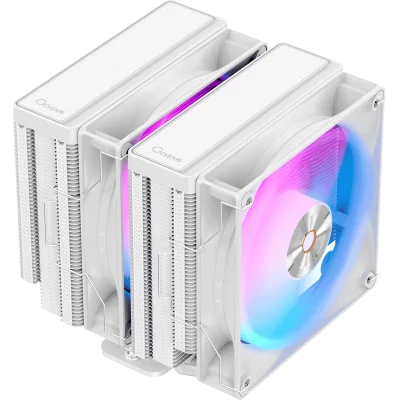 Кулер для процессора/ CPU Cooler Ocypus Delta A62 WH ARGB (260W, 4-pin PWM, 156mm, Al/Cu, 6x6mm, ARGB, 2x120mm, 73CFM, 29dBA, 2000RPM, S: 1851/1700/1200/115X, AM5/AM4, white)