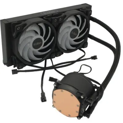 PCCooler Комплект водяного охлаждения GI-CX240 ARGB LGA2066/2011/1366/115х/775/AM4/FM1/2/2+/AM2/2+/3/3+ (6шт/кор, TDP 250W, 3 pin 5V Addressable RGB подсветка, 2 х 120mm PWM VortexPro FAN) RET