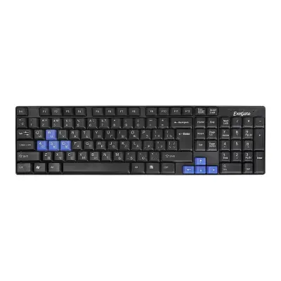 Exegate EX283618RUS Клавиатура Exegate LY-402N  {USB, 102кл., Enter большой, 8 голуб клавиш, шнур 1,35м, черн, Color box}