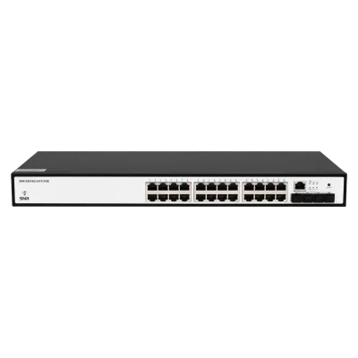Коммутатор/ Управляемый PoE коммутатор уровня 2+, 24 порта 10/100/1000Base-T, 4 порта 1/10G SFP+, бюджет PoE 375 Вт, встроенный БП ~220V AC, статус ТОРП