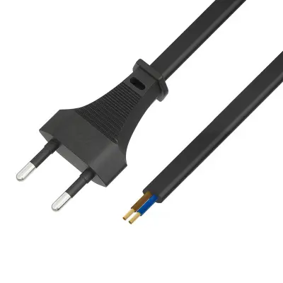 GCR PRO Кабель питания DIY черный, 0.5m, евровилка угловая Schuko - клеммы 6.3 ножевые штекер, 3*0,5mm, медь