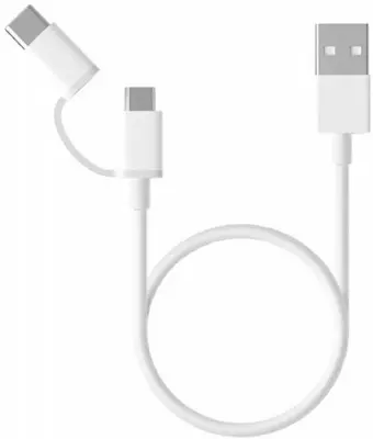 Кабель Xiaomi Mi 2-in-1 SJV4083TY USB (m)-USB Type-C (m)/micro USB (m) 0.3м белый