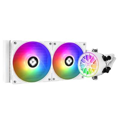 Система жидкостного охлаждения/ Water Cooling System Thermalright Aqua Elite 240 V6 (240mm, White, ARGB/ Fans: 2x120mm, 70.84CFM, 29.8dBA, 2000RPM/ Pump height 53.5mm, 2800RPM, Rad thickness 27mm/ S: 1700, 1200, 1851, 115X, AM5, AM4)