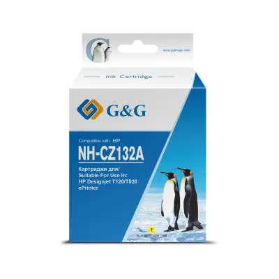 Картридж струйный G&G NH-CZ132A желтый (26мл) для HP DJ T120/T520