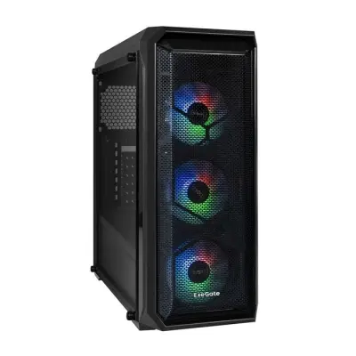 Exegate EX295120RUS Корпус Miditower ExeGate i3 NEO-PPH500 (ATX, БП 500PPH 80+Bronze 12см, 2*USB+1*USB3.0, HD аудио, черный, 3 вент. 12см с RGB подсветкой, контроллер + ПДУ, ARGB MB кабель, пылевые фи