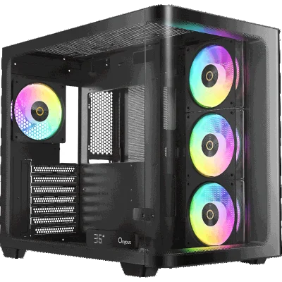Корпус ПК без блока питания/ Case Ocypus Iota C70 Curve BK ARGB, Midi-Tower, TG, 4x120mm ARGB, 2xUSB-A 3.0 + 1xUSB-C 3.1, ATX, mATX, mITX Black