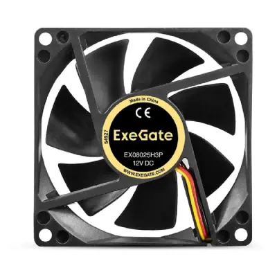 Exegate EX297046RUS Вентилятор 12В DC ExeGate EX08025H3P (80x80x25 мм, Hydraulic bearing (гидродинамический), 3pin, 2000RPM, 19dBA)