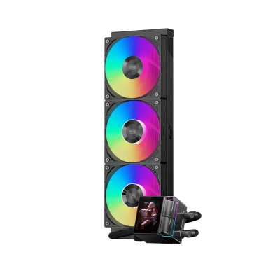 Система охлаждения/ Water Cooling System PCCooler DS360 ARGB Display BK (310W, 360mm, LED, Black, ARGB/ Fans: 3x120mm, 90.56CFM, 39.8dBA, 2500RPM/ Pump height 65mm, 15dBA, 2600RPM, Rad thickness 27mm/ S: 1851, 1700, 1200, 115X, AM5, AM4)