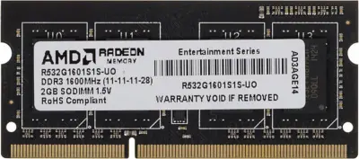 Память DDR3 2Gb 1600MHz AMD R532G1601S1S-UO OEM PC3-12800 CL11 SO-DIMM 204-pin 1.5В OEM