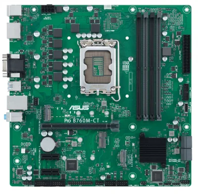 Материнская плата ASUS PRO B760M-CT-CSM, LGA1700, B760, 4*DDR5, 4*SATA, 2*M.2, 2*USB 3.2, 2*USB 2.0, 1*PCIx16, 2*PCIx1, DP+HDMI+VGA, mATX; 90MB1DY0-M1EAYC