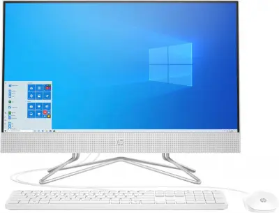 Моноблок HP 24-df0014ur 23.8" Full HD Ath 3050U (2.3) 4Gb SSD128Gb RGr CR Windows 10 Home GbitEth WiFi BT 65W клавиатура мышь Cam белый 1920x1080