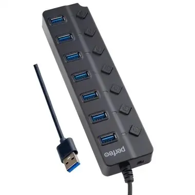 Perfeo USB-HUB 7 Port, 3.0 (PF-H037 Black) чёрный [PF_C3230]