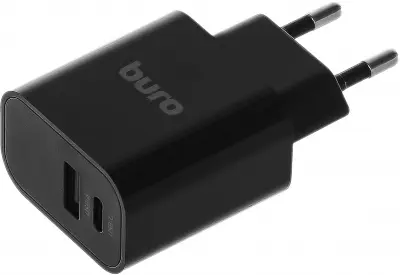 Сетевое зар./устр. Buro BUWD1 18W 3A (PD+QC) USB-C/USB-A универсальное черный (BUWD18P110BK)
