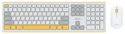 Клавиатура + мышь Acer OCC200 клав:желтый/белый мышь:белый/желтый USB беспроводная slim Multimedia (ZL.ACCEE.002)