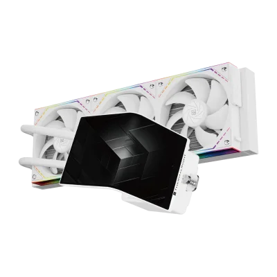 Система жидкостного охлаждения/ Water Cooling System Thermalright Levita Vision 360 (360mm, LED, White, ARGB/ Fans: 3x120mm, 68.9CFM, 28.2dBA, 2000RPM/ Pump height 98mm, 3000RPM, Rad thickness 27mm/ S: 1700, 1200, 1851, 115X, 2011, 2066, AM5, AM4)