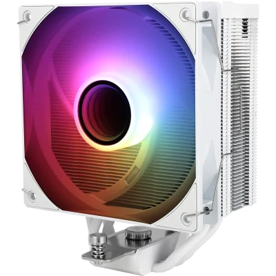Кулер для процессора/ CPU Cooler Thermalright Assassin Spirit 120 Vision ARGB White (4-pin PWM, LED temp., 154mm, Al/Cu, 4x6mm, ARGB, 1x120mm, 66.17CFM, 25.6dBA, 1500RPM, S: 1851/1700/1200/115X, AM5/AM4, white)