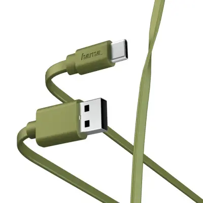 Кабель Hama 00187231 USB (m)-USB Type-C (m) 1м зеленый плоский